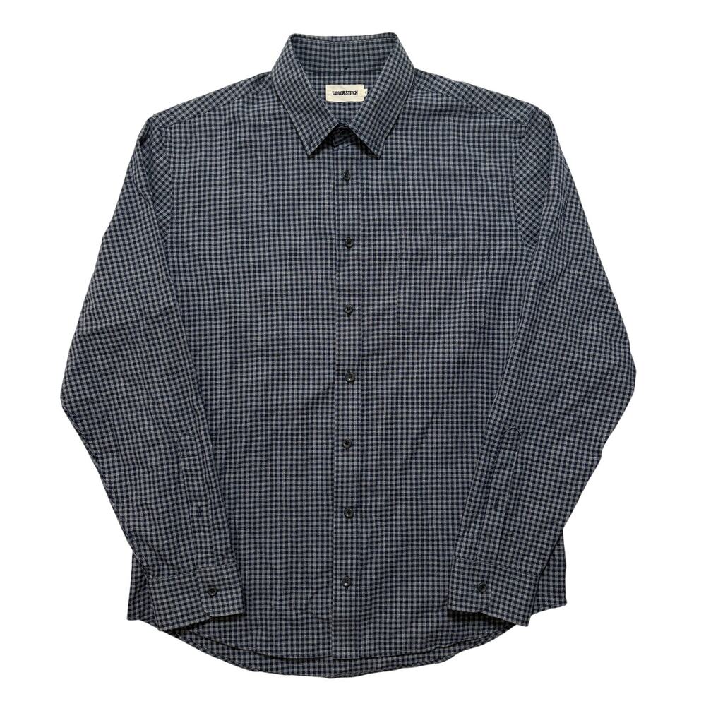 Taylor Stitch Organic Cotton Plaid Check Button Down Shirt Men's 42 Navy